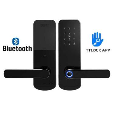 Imagem de Fechadura Eletrônica Digital Biométrica Beluni Black 367 Bluetooth Ttl