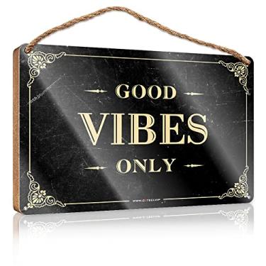 Imagem de Sinal Decaor Good Vibes Only Placa de Madeira Decoração e Acessórios Decoração de Banheiro Arte de Parede (Tamanho : 20X30cm)