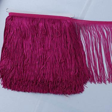 Imagem de 10 jardas/lote franja de renda borla borla de poliéster guarnição de renda fita diy cortina vestido latino vestuário de palco 15 cm/20 cm/30 cm de largura, fúcsia, 15 cm de largura