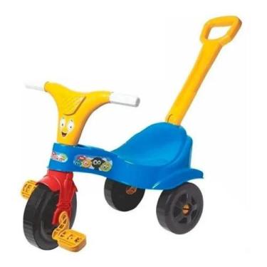 Imagem de Motoca Infantil Triciclo Azul Com Empurrador - Lugo Brinquedos