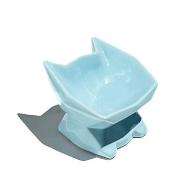 Imagem de Comedouro Elevado Alto Ergonômico para gatos GEO (Azul)