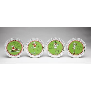 Imagem de Pratos de servir de rubi The Poodle de Natal de 11,4 cm, conjunto de 4