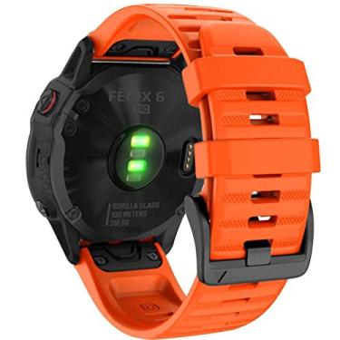 Imagem de Pulseira de silicone QuickFit da YOOSIDE para Garmin Fenix 6 Pro/Sapphire, 22 mm, alça de pulso macia à prova d'água e não alergênica para Garmin Fenix 5/5 Plus, Instinct/Instinct Tactical, Forerunner 935/945, 22mm Quick Fit, Laranja