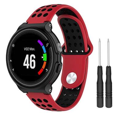 Imagem de Pulseira para Smartwatch Garmin Forerunner modelos 230 235 220 620 630 735 735XT - Nandos-Store (com chave para troca) (Vermelha com preto NK)