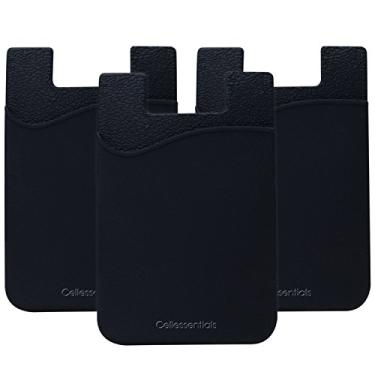Imagem de Comerciante dos EUA – Cellessentials – Porta-cartão redesenhado – Carteira de silicone para celular com bolso para cartão de crédito, identidade, cartão de visita, iPhone Android e smartphones (preto)