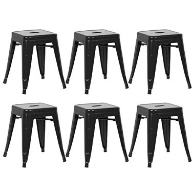 Imagem de Loft7, Kit 6 Banquetas Iron Tolix Design Industrial em Aço Carbono 45 cm Baixa Sem Encosto Vintage Elegante e Versátil Cozinha Bar Sala de Jantar Varanda Gourmet, Preto