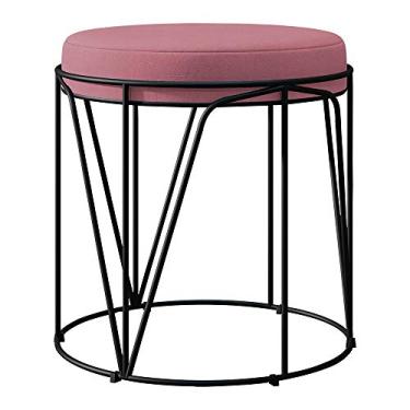 Imagem de Puff Decorativo Aramado Preto Zaya L02 Suede Rosê - Lyam Decor