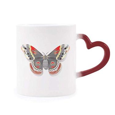 Imagem de Caneca de grés com borboleta 3D em estilo chinês sensível ao calor com mudança de cor vermelha