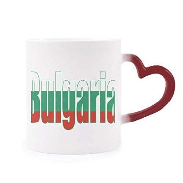Imagem de Caneca sensível ao calor com nome da bandeira do país Bulgária Caneca vermelha que muda de cor