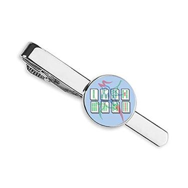 Imagem de Mahjong Straight Flush Prateado Números Gravatas Prendedor Bar Presente Homem Empresarial
