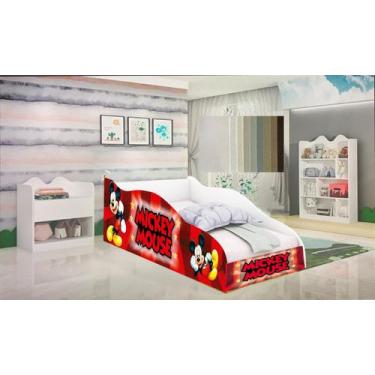 Mini cama Juvenil Infantil Gatinho Branca/Rosa Com Colchão - Móveis Bela