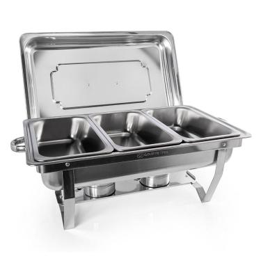 Imagem de Rechaud Aço Inox Retangular 3 Cubas Gourmet Mix