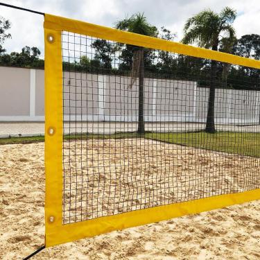 Imagem de Rede Multiuso Zaka Volei Beach Futevolei sem banda lateral Amarela 9,60m x 1m