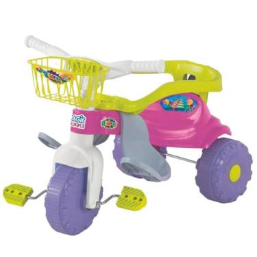 Triciclo Motoca Infantil Tico Tico Pets Rosa com Haste Removível