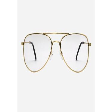 Imagem de Armação De Óculos Para Grau Feminina Aviador Dourada-Feminino
