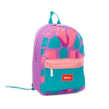 Imagem de Mochila Esportiva Rock Lilás Verde Wilson 25L Poliéster Leve Bolsa Escolar Faculdade Notebook-Unissex