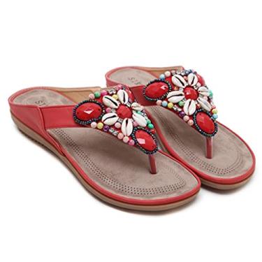 Imagem de Chinelos De Praia Para Sandálias De Dedo Do Dedo Feminino, Mulheres Chinelas De Verão (Color : Red, Size : EUR39)