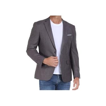 Imagem de BONOW Blazer masculino casual, slim fit, leve, esportivo, jaqueta de um botão, Cinza escuro, XX-Large