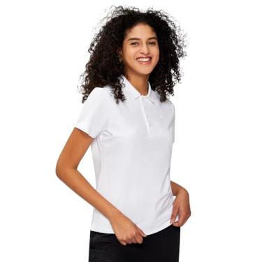 Imagem de Camisa polo feminina manga curta secagem rápida 4 botões absorção de umidade desempenho tops esportes tênis fitness lazer, Branco, XXG