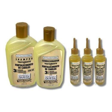 Imagem de Kit Shampoo E Condicionador Gota Dourada +3 Tônicos De Argan
