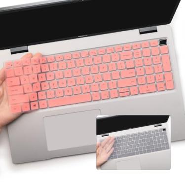 Imagem de 2 peças de capa de teclado para laptop Dell Precision 16 7670 7680 de 15,6 polegadas, Dell Precision 7770 7780, capa protetora para teclado rosa + transparente
