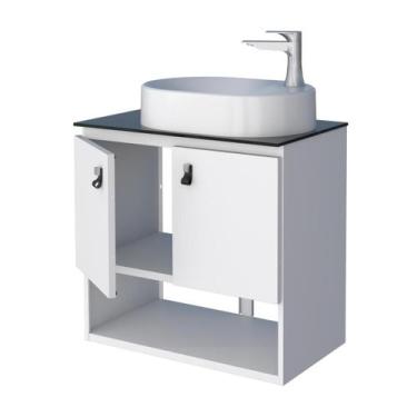 Imagem de Gabinete Toucador Para Banheiro Lavabo Em Aço Baru Cozimax 60cm Branco