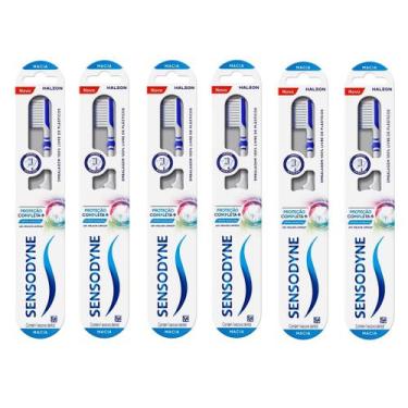 Imagem de Escova de Dente Ext Macia Proteção Completa Sensodyne Kit X6