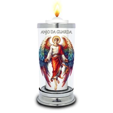 Imagem de Protetor de Velas 7 dias Anjo da Guarda Vidro Castiçal - Balaio de San