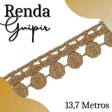 Imagem de Renda Guipír  - Rolo Com 13,7 Metros - Chl005 - Ouro - Nº: Our - Nybc