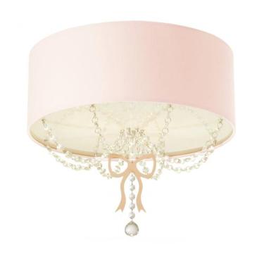 Imagem de Luminária Plafon Infantil Laço Cúpula Rosa 40X15 2E27 - Tom Luz