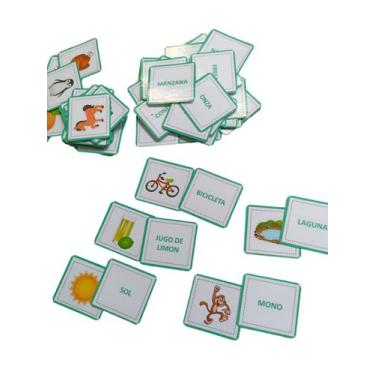 Imagem de Mini Baralho Em Inglês ou espanhol Para Crianças 80 Palavras Plastific