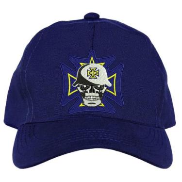 Imagem de Boné Kaluapa Caveira Cruz de Malta, Azul, Unissex, Único