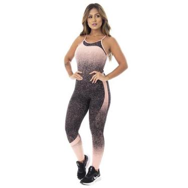 Imagem de Macacão Fitness Feminino Poliamida Com Bojo Detalhe Trançado Costas Or
