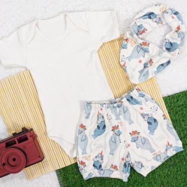 Imagem de Conjunto curto com bandana ecológico baby marinho - Era Uma Vez, 6-9M
