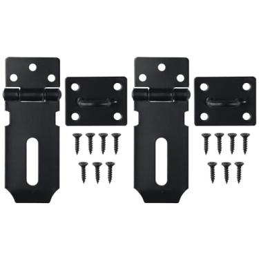 Imagem de napkery Trava de ferrolho 2 peças de 7,6 cm antigo com parafusos, estilo vintage, fecho de segurança preto fosco para armário de porta