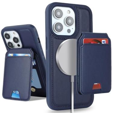 Imagem de SailorTech Capa para iPhone 14 Pro com suporte para cartão de crédito mag seguro, capa de couro para iPhone 14 Pro para celular carteira feminina compatível com mag segura destacável 2 em 1 para