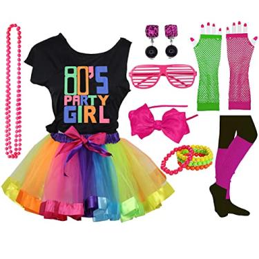 Imagem de FUNDAISY Camiseta infantil dos anos 1980 I Love The 80's com pochete, 80s Party Girl 01 rosa choque, 14-16 Years