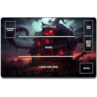 Imagem de MTG Playmat, TCG Game Mat for Trading Card Game 24" x14" Demon Warrior Series Series MTG Play Mat with Zones Non-Slip Natural Rubber Bottom Washable MTG Game Mats