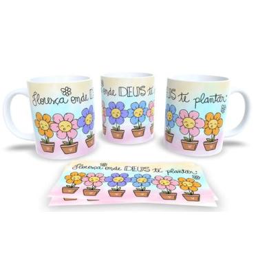 Imagem de Caneca Branca de Porcelana Personalizada Coleção Sonhos e Flores - Est