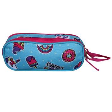 Imagem de Estojo Duplo Escolar Infantil Unicornio Meninas Clio Style, MF9110