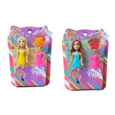 Imagem de kit 2 Bonecas pequena Fashion c/ acessórios e Anel Brinquedo - Patty A