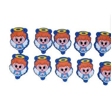 Imagem de 10 Cruz 10 Entremeio Anjo de Borracha 4 cm Baby Infantil Azu - caf
