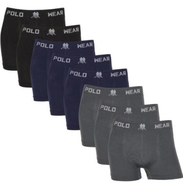 Imagem de Kit 8 Cuecas Boxer Polo Wear Microfibra Sem Costura Elastano, 02 preta