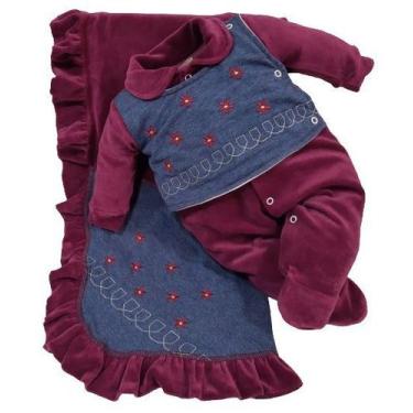 Imagem de Saida de Maternidade Plush Bebê Menina Zafielo Luxo Ref 2021, RN ( 0 -