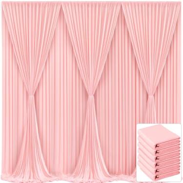 Imagem de 6 painéis, cortina de fundo rosa blush para festas, rosa, sem rugas, 9 m x 3 m, cortinas de pano de fundo para chá de bebê, casamento, aniversário, fotografia, revelação de gênero, decoração de fundo