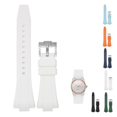 Imagem de Pulseira de borracha de liberação rápida de 12 mm para Tissot PRX Powermatic 80 40 mm, pulseiras de relógio de substituição com fivela para Tissot PRX Series - várias cores (branca)
