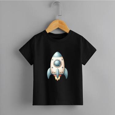 Imagem de Camiseta Infantil Menino Blusa Foguete 100% Algodão Confortável - NoBr