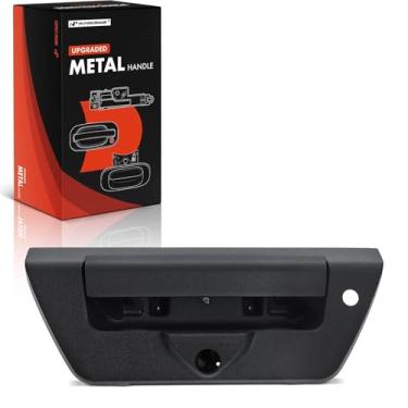 Imagem de A-Premium Alça de porta traseira de metal atualizada com orifício para câmera e fechadura compatível com Ford F-150 F150 2018 2019 2020, preto, substituto # JL3Z-9943400-EB