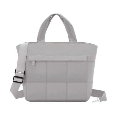 Imagem de VASCHY Bolsa pequena para mulheres, leve, acolchoada, transversal, fofa, bolsa de mão para academia, Cinza claro