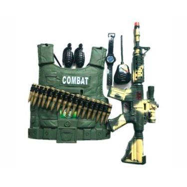 Imagem de Brinquedo Kit Policial Colete e Acessórios  Verde Militar - DDG TOYS